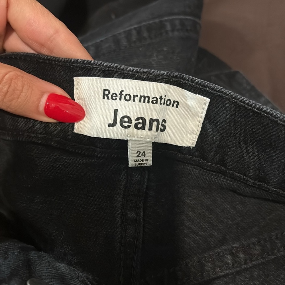 Reformation Val 90s Mid Rise Straight Jeans Black - Picture 4 of 5